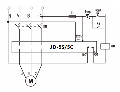 JD-5S/JD-5Chjc黄金城电动机过载缺相保护器接线图